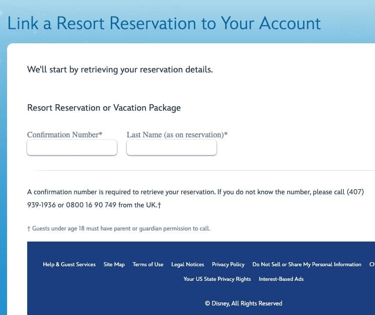 linking your Disney World package