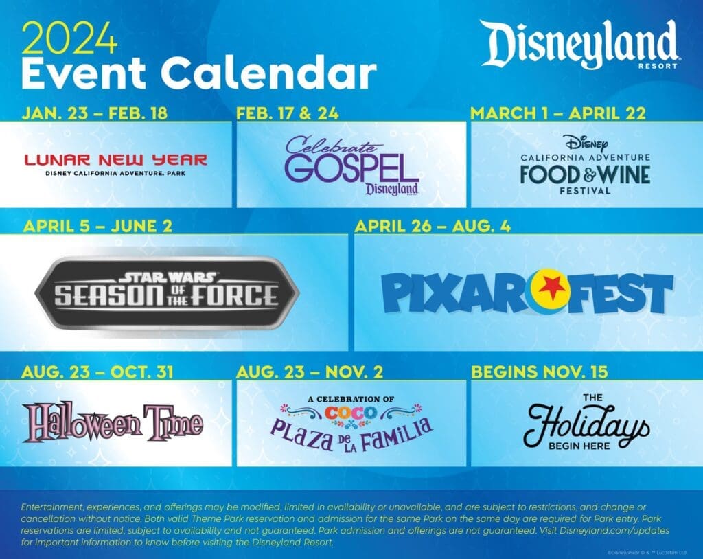 Disneyland Events Calendar