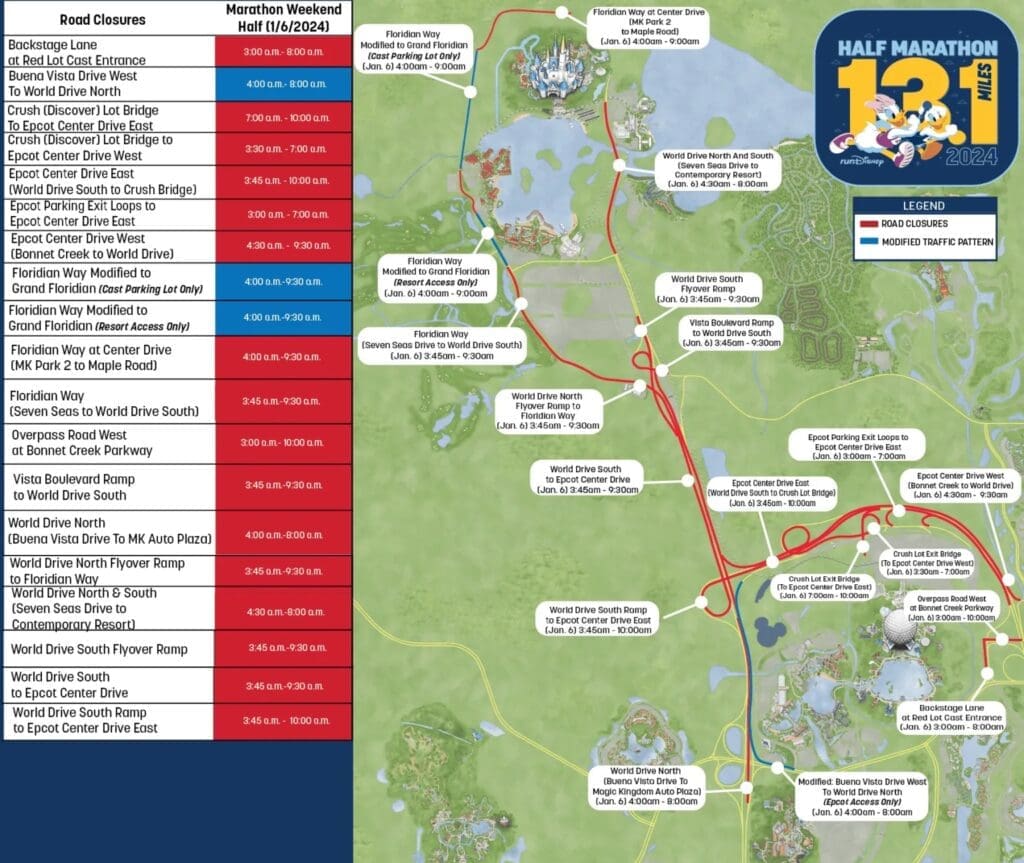 Disney Marathon Road Closures